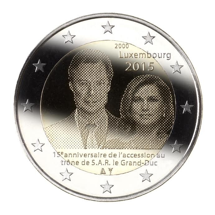 Lussemburgo - 2 €, 15 ann. Henri, 2015 (bag of 10)