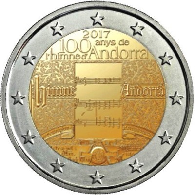 Andorra - 2 euro, 100º aniversario del himno, 2017