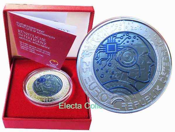 New in Box 2019 Austria 25 Euro Artificial Intelligence Silver & Niobium Coin