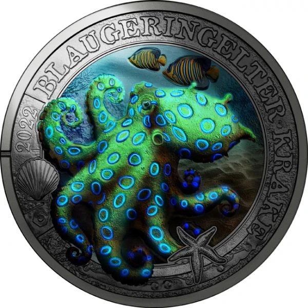 Austria – 3 Euro, Blue-ringed Octopus, 2022