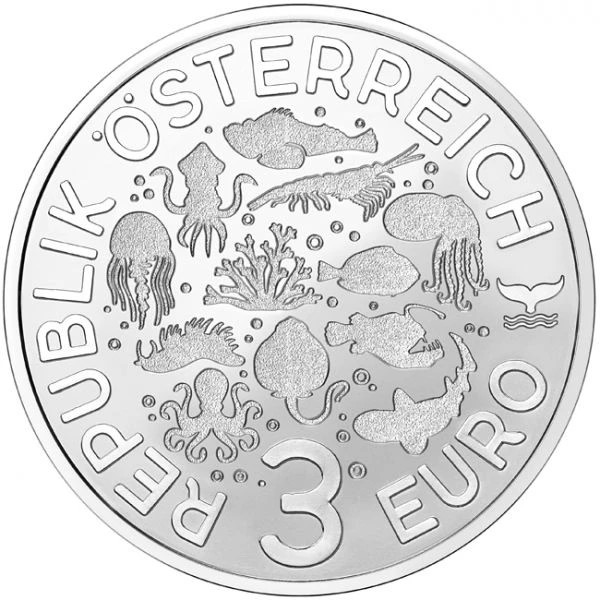 Autriche - 3 Euro, Blue-ringed Octopus, 2022