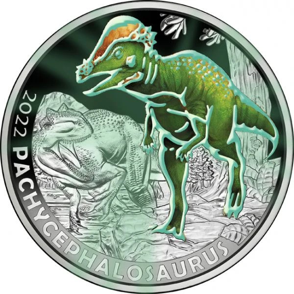 Osterreich - 3 Euro, Pachycephalosaurus, 2022