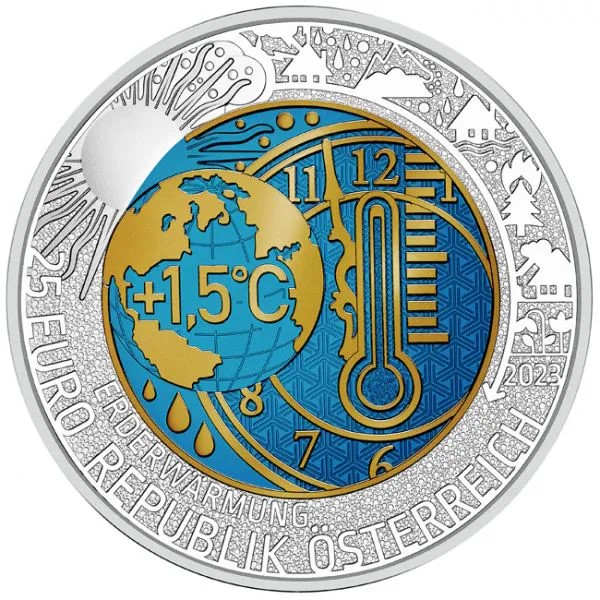 Αυστρία - 25 Euro Silver Niob, ΥΠΕΡΘΕΡΜΑΝΣΗ ΤΟΥ ΠΛΑΝΗΤΗ, 2023