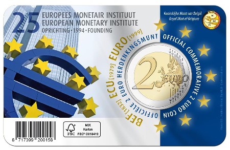 Belgium – 2 Euro, European Monetary Institute, 2019 (coin card)