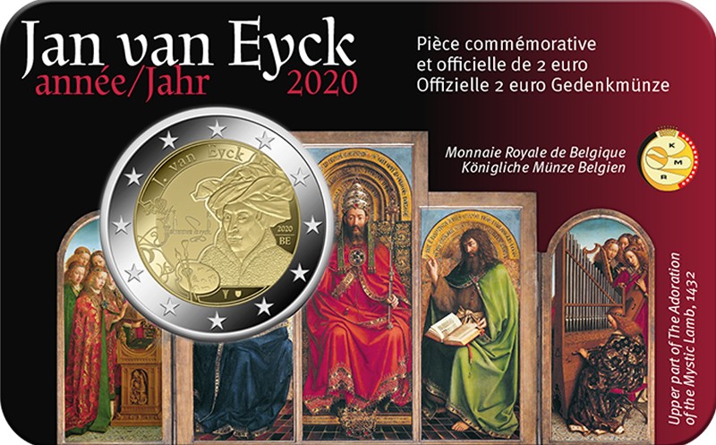 Belgium – 2 Euro, Jan van Eyck, 2020 (coin card)