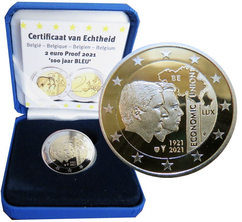 Belgium – 2 Euro, Belgium-Luxem. Econ. Union, 2021 (PROOF)