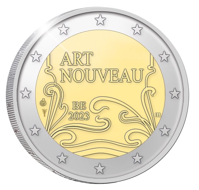 Belgien - 2 euro, 130 years of Art Nouveau, 2023 (proof)