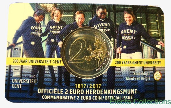 Belgium – 2 Euro, Univ. of Ghent, 2017 (coin card)