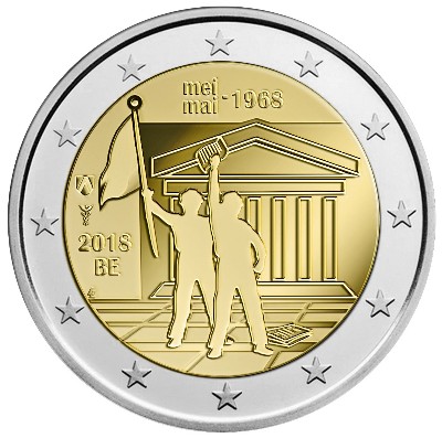 Belgium – 2 Euro, Students Revolt May 68, 2018 (BU in capsule)