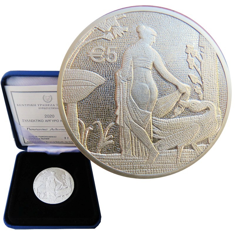 Chipre - 5 Euro de plata, Leda y el Cisne, 2020