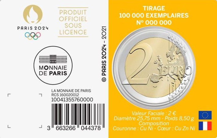 France - 2 Euro, Paris Olympic Games, 2021 (coin card 3/5)