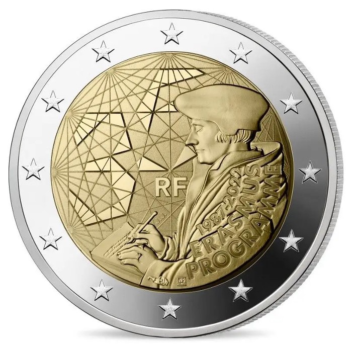 Γαλλία - 2 Ευρώ, ΠΡΟΓΡΑΜΜΑ ERASMUS, 2022 (coin card)