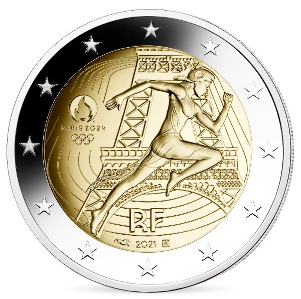 France - 2 Euro, Paris Olympic Games, 2021 (coin card 2/5)