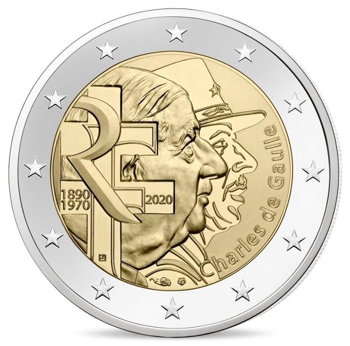 2 € commemorativo 2 Euro FRANCIA 2020 ANNIVERSARI DI CHARLES DE GAULLE 