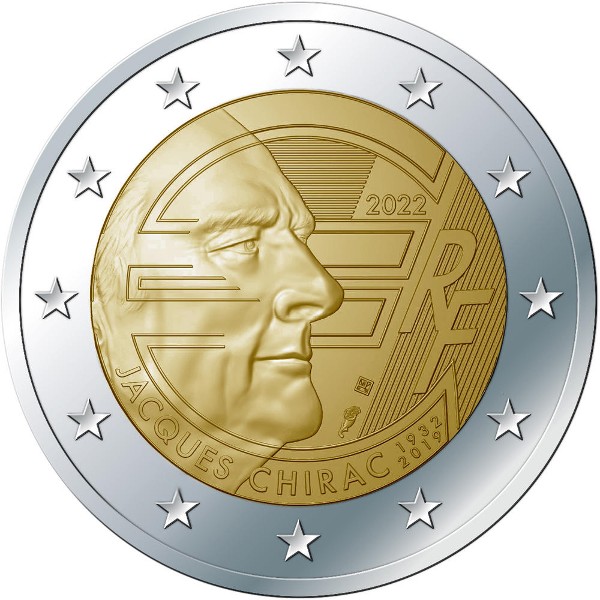 Francia - 2 Euro, Jacques Chirac, 2022 (coin card)