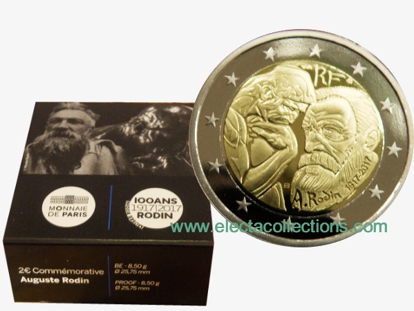 Frankreich - 2 euro, 100. Todestag von Auguste Rodin, 2017 (proof)