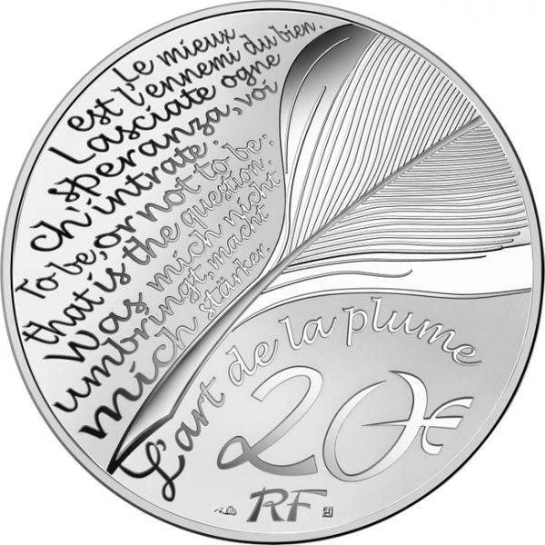 Francia - 20 Euro di plata proof 1 oz, Shakespeare, 2022