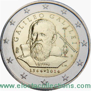 Italy – 2 Euro UNC, Galileo Galilei, 2014