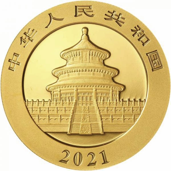China - Moneda de oro BU 30g, Panda, 2021 (Sealed)