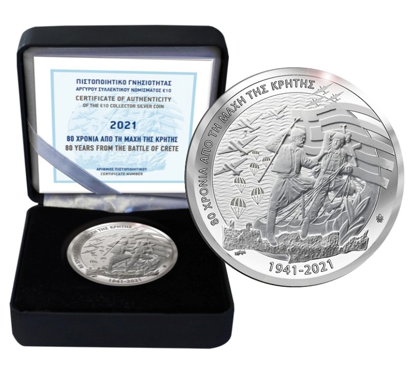 Grecia - 10 euro di plata, THE BATTLE OF CRETE, 2021