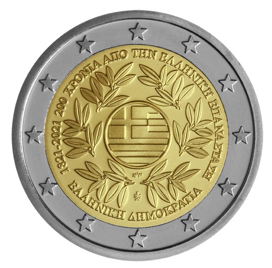 Greece – 2 Euro, 200 YEARS GREEK REVOLUTION, 2021 (coin card)