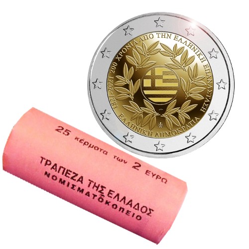 Griechenland – 2 Euro, 200 YEARS OF INDEPENDENCE, 2021 (rolls)