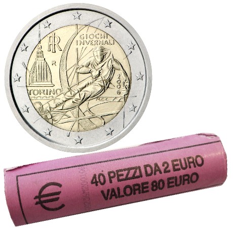 Italie - 2 Euro, les jeux olympiques d'hiver, 2006 (roll 40 coins)