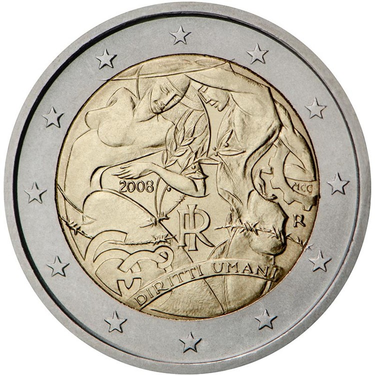 Italy - 2 Euro, Declaration of Human Rights, 2008
