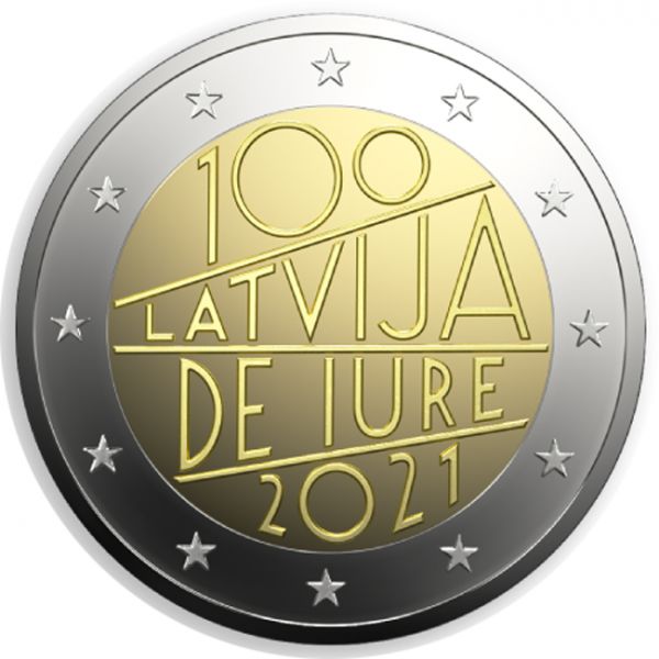 Lettonie - 2 Euro, reconnaissance internationale de jure, 2021 (roll)