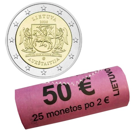 Lithuania - 2 Euro, AUKSTAITIJA, 2020 (rolls)