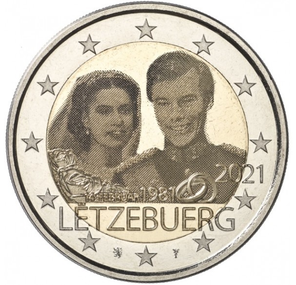 Lussemburgo - 2 euro, matrimonio Henri, 2021 (photo)