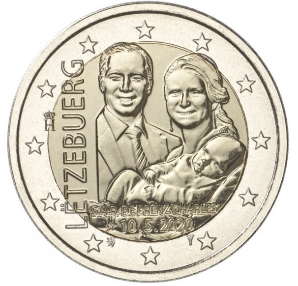 Luxemburgo - 2 euro, Príncipe Carlos, 2020 (relief)
