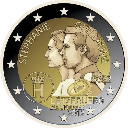 Luxemburgo - 2 euro, Guillaume & Stéphanie, 2022 (BU)