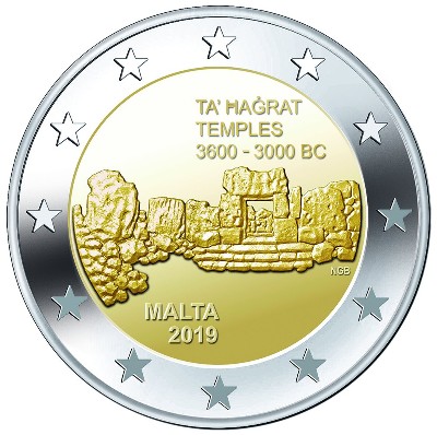 Malte - 2 Euro, Hagrat Temples, 2019 (rolls 25 coins)