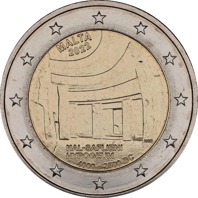 Malte - 2 Euro, Hypogée de Ħal Saflieni, 2022 (bag of 10)