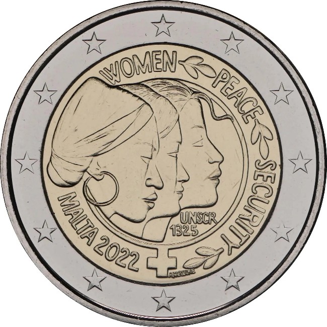 Μάλτα – 2 Euro, Γυναίκες, Ειρήνη και Ασφάλεια, 2022 (coin card)