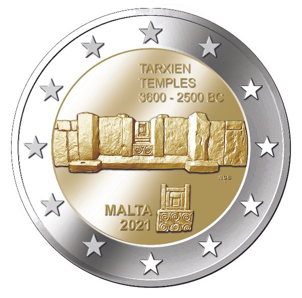 Malta – 2 Euro, TARXIEN TEMPLES, 2021 (unc)