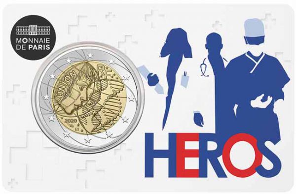 France - 2 Euro, MEDICAL RESEARCH, 2020 (HEROS)