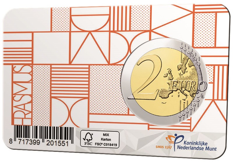 Hollande - 2 Euro, ERASMUS PROGRAMME, 2022 (coin card)