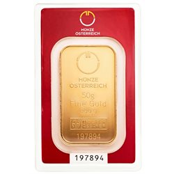 Gold Bar Austrian Mint 50 gramms 999.9/1000