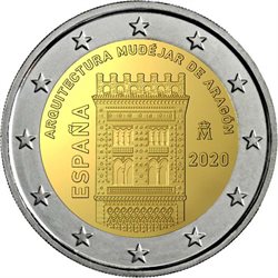 Spain – 2 Euro, Mudéjar Architecture of Aragon, 2020 (unc)