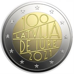 Lettonie - 2 Euro, reconnaissance internationale de jure, 2021