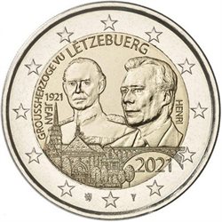 Luxemburg - 2 euro, 100th anniv. Grand Duke Jean, 2021 (relief)