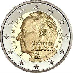 Slovakia – 2 Euro, Alexander Dubček, 2021