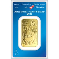 Gold Bar Argor Heraeus Rabbit 1 oz  999.9/1000, 2023
