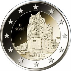 Germany – 2 Euro, Hamburg, Elbphilharmonie, 2023 (BU in capsule)
