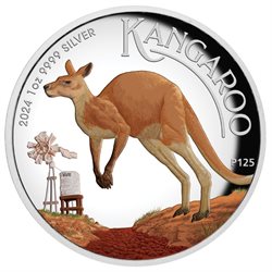 Αυστραλία - 1 oz αργυρό έγχρωμο ΚΑΓΚΟΥΡΩ, 2024 (proof)