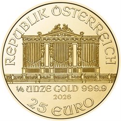 Αυστρία - 25 Ευρώ, Vienna Philharmonic χρυσό 1/4 oz, 2026