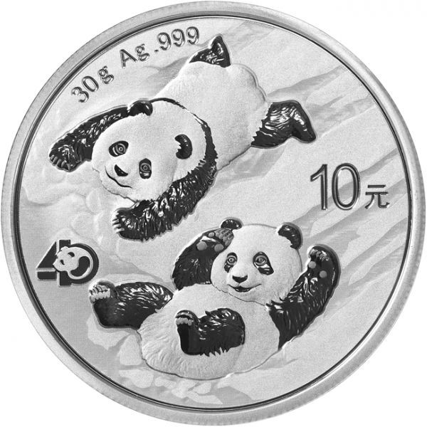 China - Moneda de plata BU 30g, Panda, 2022