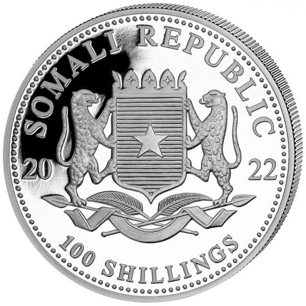 Somalia - Silver coin 1 oz, Leopard, 2022 (proof)